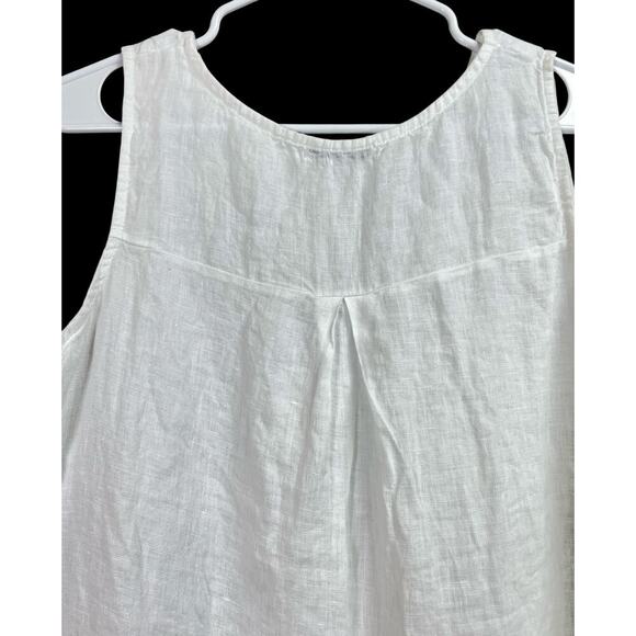 Terzo Millennio White Linen Eyelet Peplum Sleeveless Top Made in Italy Small - Picture 8 of 9